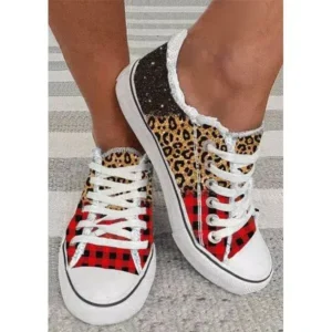 Primeloafer Women Casual 3D Printing Color Leopard Canvas Shoes