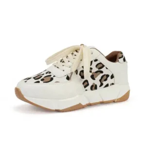 Primeloafer Women Fashion Autumn And Winter Leopard Leather Stitching Sneakers