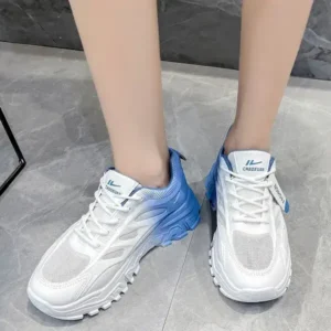 Primeloafer Women Fashion Round Toe Breathable Mesh Gradient Sneakers