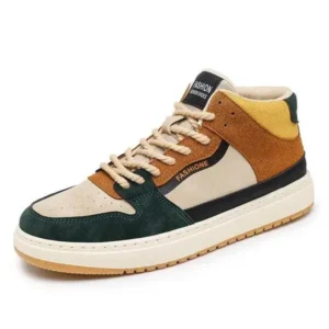 Primeloafer Men'S Fashion Breathable Color Block Pu Sneakers