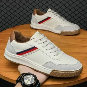 Primeloafer Men'S Casual Breathable Color Block Pu Sneakers