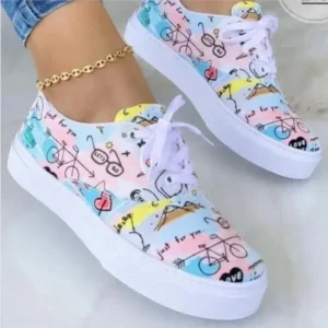 Primeloafer Graffiti Print Platform Canvas Shoes