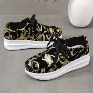 Primeloafer Casual Graffiti Round Toe Platform Plus Size Sneakers