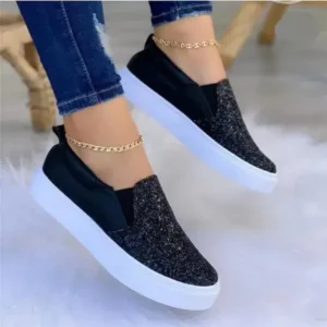 Primeloafer Thick Sole Casual Sequined Shoes Women Flat Shoes