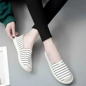 Primeloafer Fashion Stripe Pattern Design Women Round-Toe Casual Espadrilles Shoes