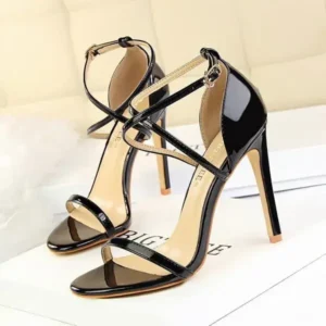 Primeloafer Women Fashion Sexy Hollow Cross Stiletto Heel Sandals