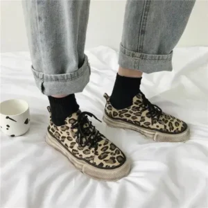 Primeloafer Women Fashion Leopard Printing Flat Sneakers