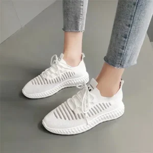 Primeloafer Women Fashion Mesh Cloth Lace-Up Sneakers