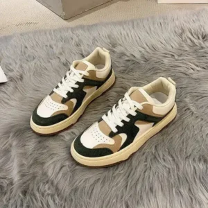 Primeloafer Women Fashion Lace Up Design Color Blocking Sneakers