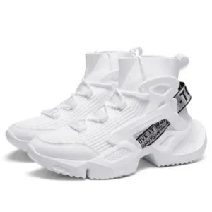 Primeloafer Men'S Fashion Platform White High Top Sneakers