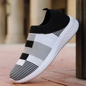 Primeloafer Women Casual Knit Design Breathable Mesh Color Blocking Flat Sneakers