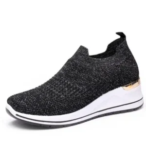 Primeloafer Women Casual Mesh Knit Design Breathable Comfort Wedge Platform Sneakers