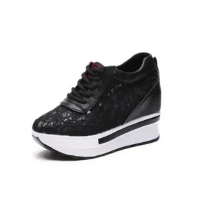 Primeloafer Women Sexy Lace Design Lace-Up Breathable Wedge Platform Sneakers