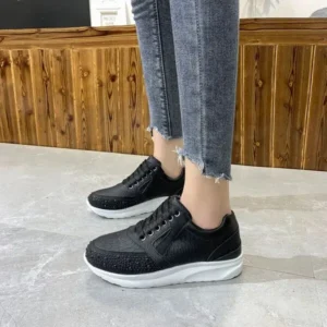 Primeloafer Women Casual Rhinestone Decor Fashion Plus Size Sports Running Shoes Round Toe Sneakers