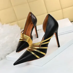 Primeloafer Women Fashion Sexy Pointed Toe Hollow Design Stiletto Shoes