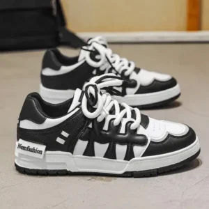 Primeloafer Men Fashion Black White Stitching Low Top Sneakers