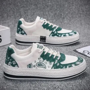 Primeloafer Men Fashion Cashew Flower Printed Canvas Sneakers