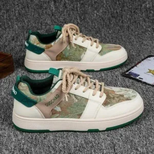 Primeloafer Men'S Casual Retro Secret Forest Oil Painting Pattern Sneakers