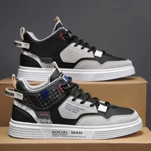 Primeloafer Men'S Fashion High Top Color Block Sneakers