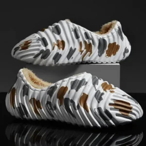 Primeloafer Men'S Fashion Camouflage Coconut Shape Fleece Warm Plush Shoes