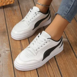 Primeloafer Women Fashion Plus Size Thick-Soled Round Toe Flat Sneakers