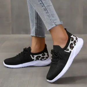 Primeloafer Women Casual Mesh Breathable Leopard Sneakers