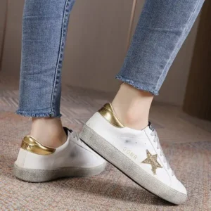 Primeloafer Women Fashion Casual Plus Size Star Round Toe Sneakers