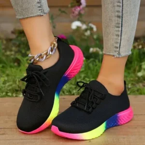 Primeloafer Women Fashion Casual Mesh Breathable Rainbow Sneakers