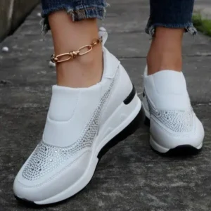 Primeloafer Women Fashion Rhinestone Slip Sneakers