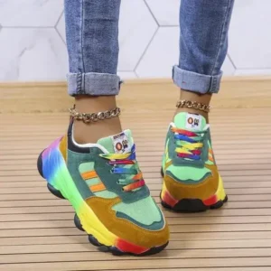 Primeloafer Women Fashion Platform Color Block Platform Sneakers