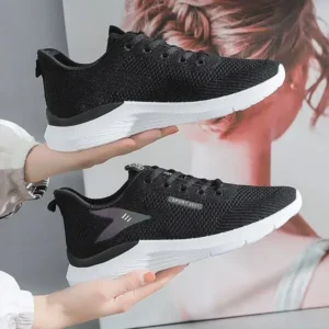 Primeloafer Women Fashion Flyknit Mesh Lace-Up Sneakers