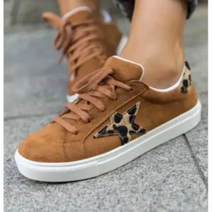 Primeloafer Women Fashion Round Toe Lace-Up Canvas Sneakers