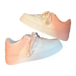 Primeloafer Women Fashion Round Toe Gradient Platform Sneakers